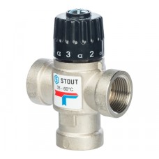 STOUT Термостатический смесительный клапан для систем отопления и ГВС 3/4"  ВР 35-60°С KV 1,6